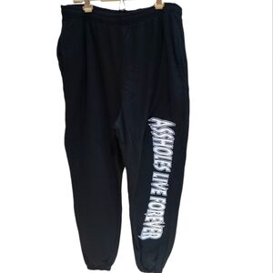 NWOT Assholes Live Forever XXXL Black Sweatpants Joggers 2 Pocket Unisex ALF